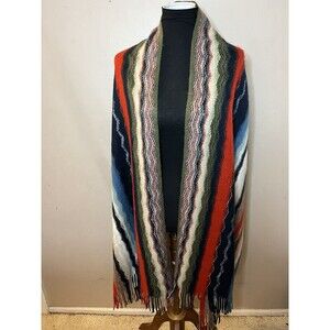 LOFT  Multicolor Acrylic Fringed Soft LONG Scarf / wrap / shawl  Bohemian Artsy